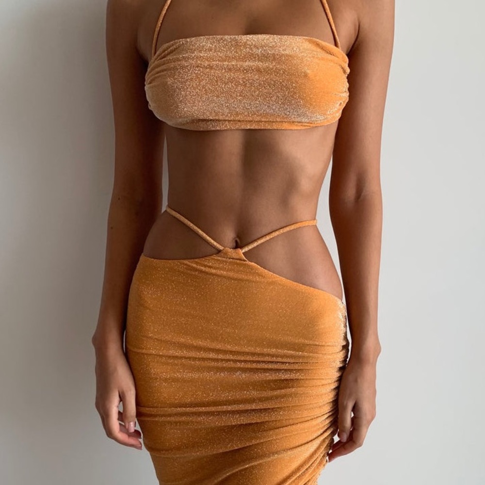 BANANHOT | Set (Top & Skirt) - Orange | Size: M-L